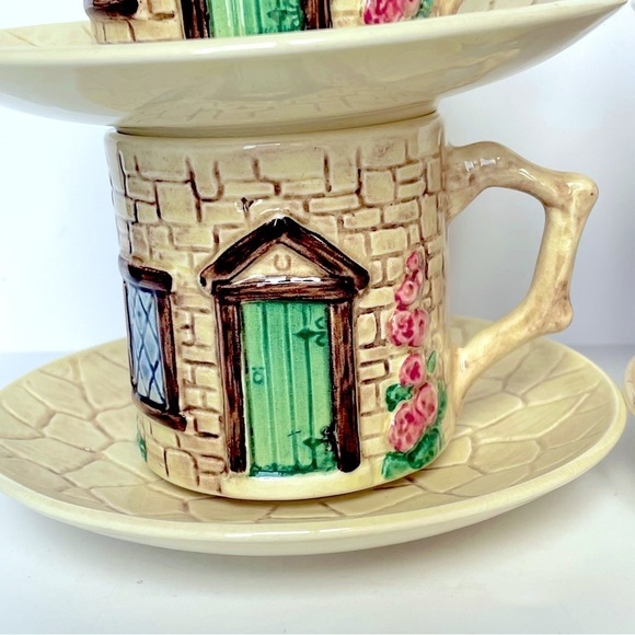Sylva Ceramics Cottage Teacup Saucer Set Staffordshire Hand Painted Engl… - Picture 6 of 9